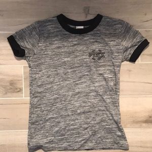 Pink/victoria secret black and white t shirt
